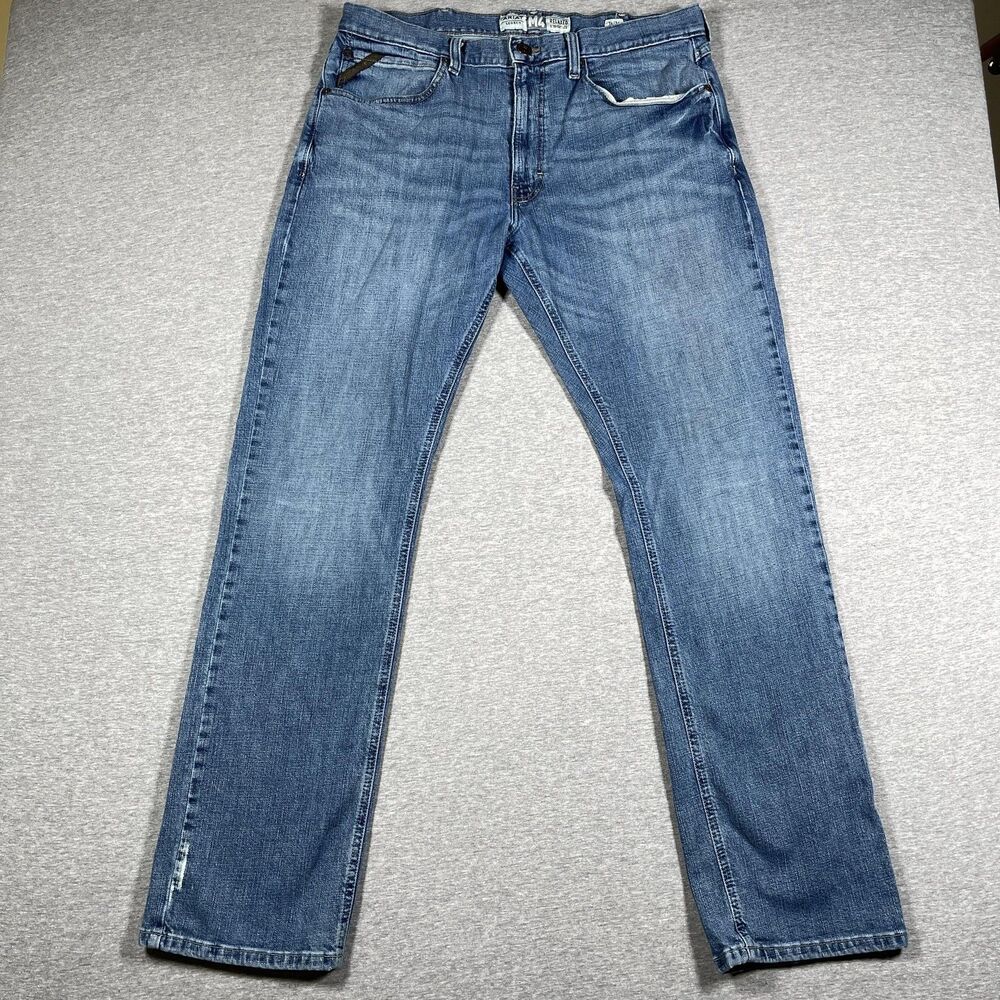 Ariat Legacy M4 Jean Mens 35x33 Blue Light Wash Relaxed Straight Leg Distressed
